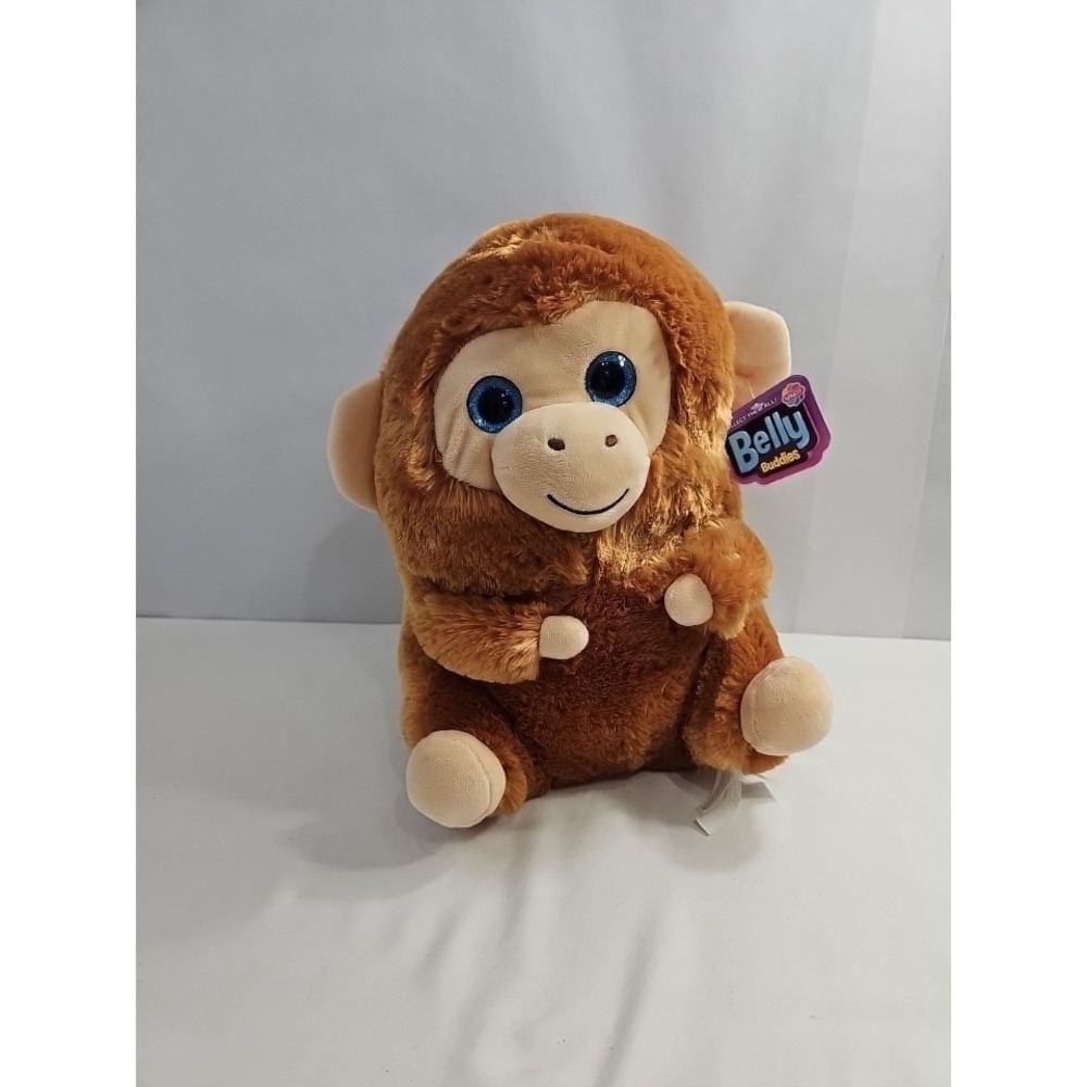 NWT Nanco Belly Buddies Blue‎ Sparkle Eyes Monkey Plush Stuffed Animal Toy 14"